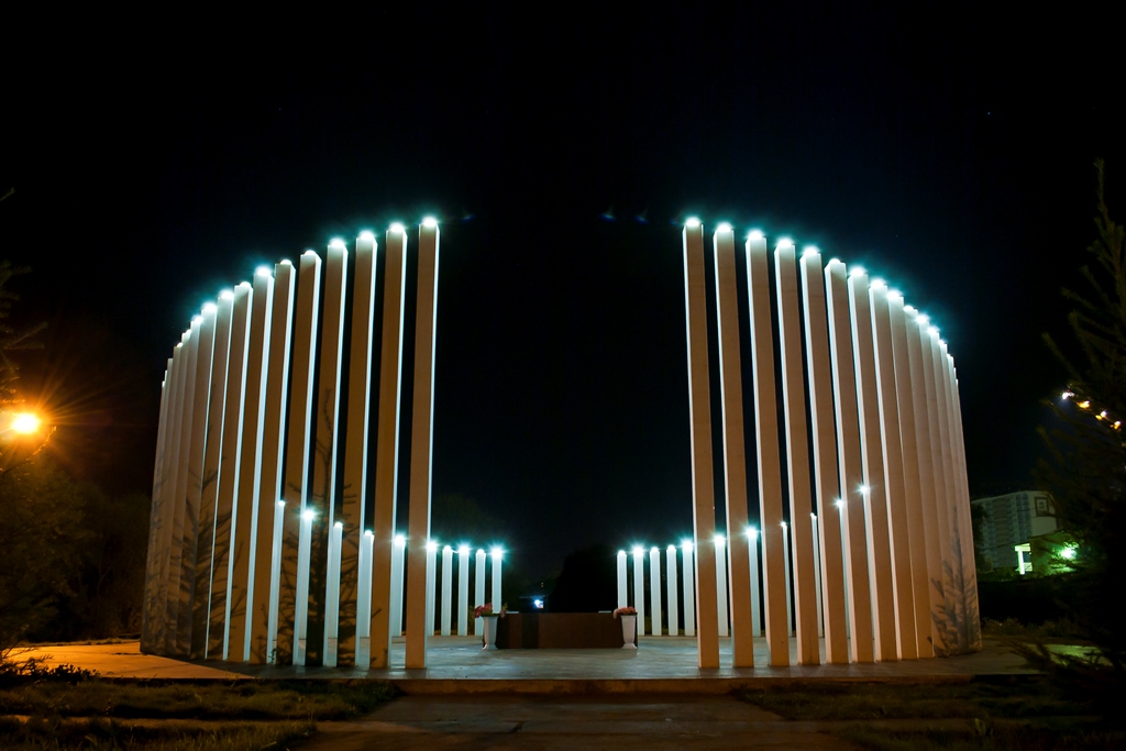 Освещение мемориала в Перми